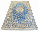 #8088 Blue Persian Nain Nau La wool partly silk on cotton base